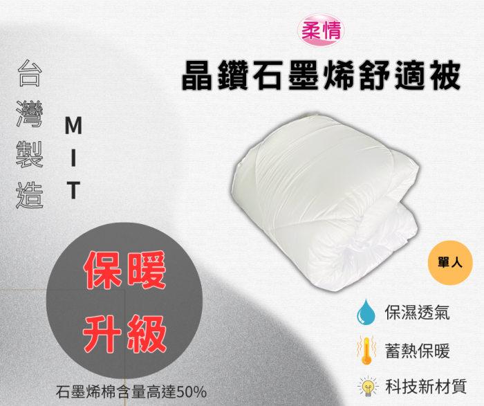 柔情 晶鑽石墨烯舒適被-單人_商品圖1 【仕柏】柔情  晶鑽石墨烯舒適被-單人:圖片 1