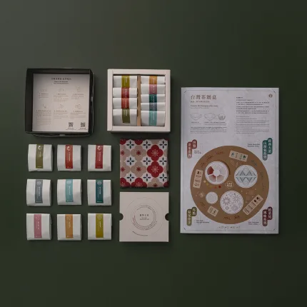 【鹿苑茶】台灣茶辦桌(含包巾)~9種茶+4影片(中英日文)品茶體驗盒~送給外國人最經典的台灣味