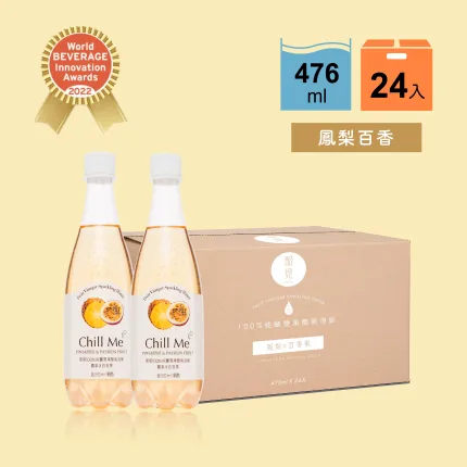【醋覓ChillMe】純釀雙果醋氣泡飲(476ml)-鳳梨百香-家庭箱24入x1箱