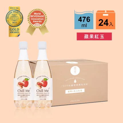 【醋覓ChillMe】純釀雙果醋氣泡飲(476ml)-蘋果紅玉-家庭箱24入