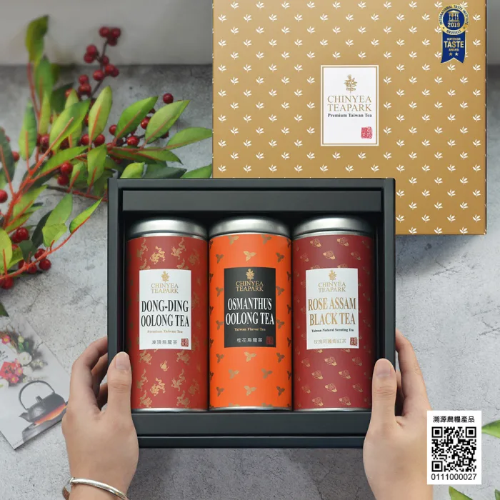 【沁意茶苑】臻藏-iTQi 國際美食風味獎台灣茶3入禮盒(桂花烏龍+凍頂烏龍+玫瑰阿薩姆)：圖片 2