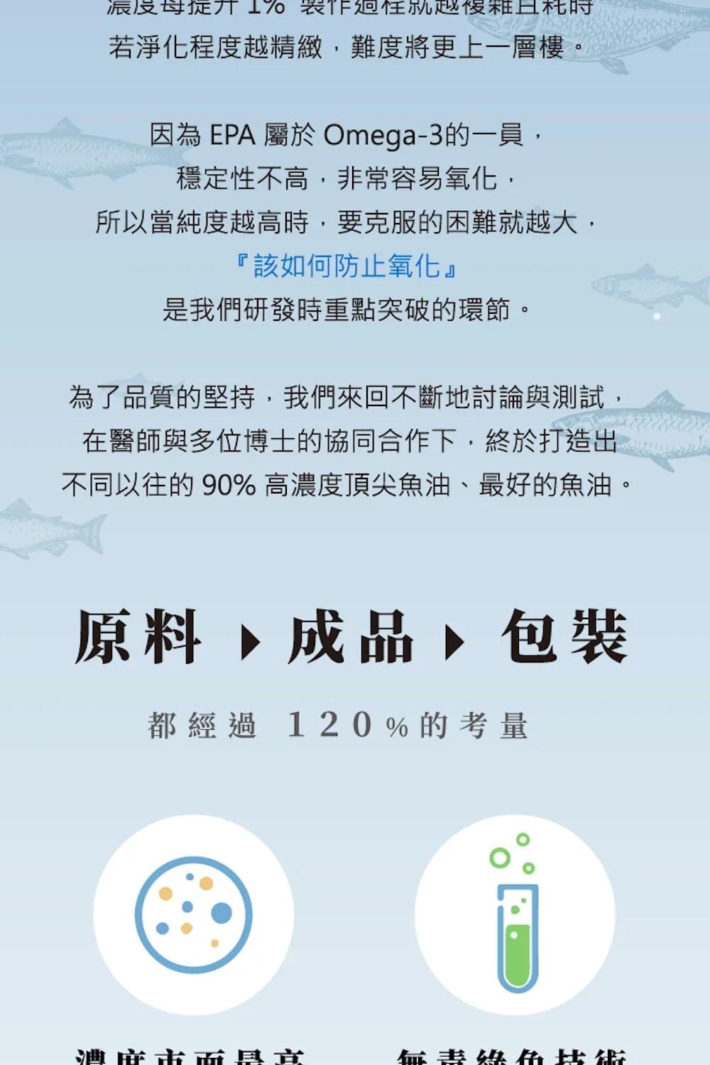 從原料、成品到包裝，都經過120%的考量