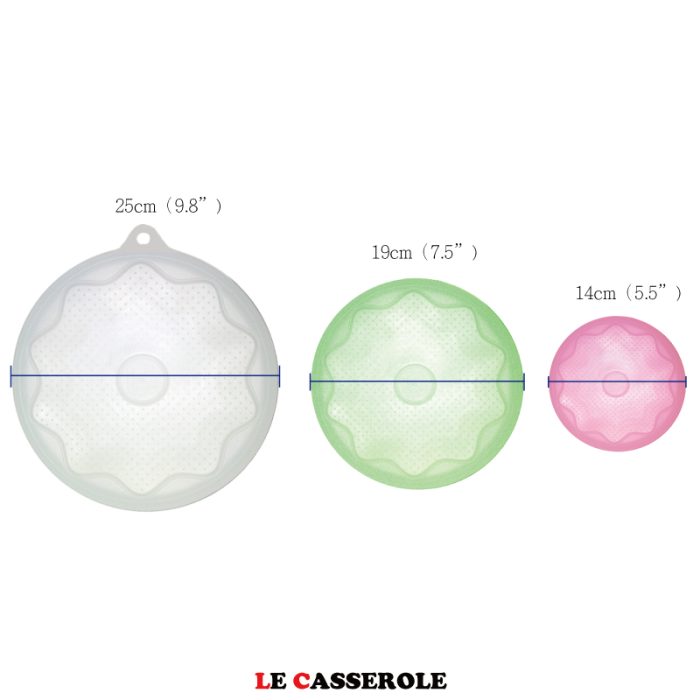 【Le Casserole】3D立體抗菌矽膠保鮮膜（14cm*1+19cm*1+25cm*1)_3入_台灣製：圖片 6