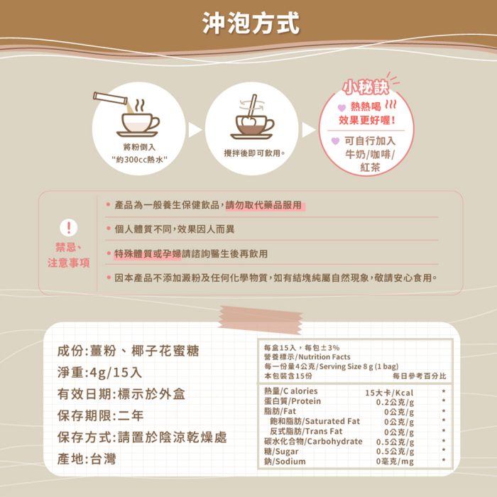 【菊頌坊】養生隨身包系列沖泡飲品(口味:薑紅茶/椰花蜜薑茶)：圖片 13