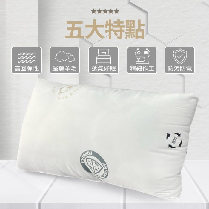 【美思夢生活館】石墨烯羊毛枕 70x45cm(2入)：圖片 6