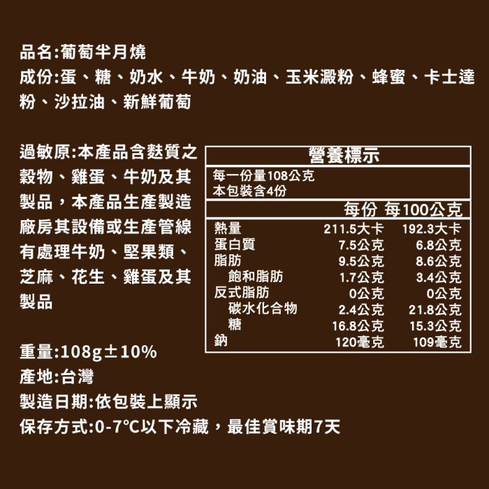 【胖大師】葡萄半月燒x3盒：圖片 6